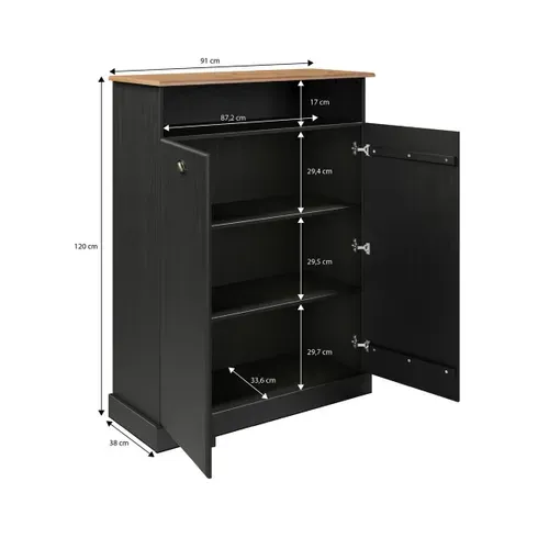 Buffet H. 120 cm STANFORD Noir / miel