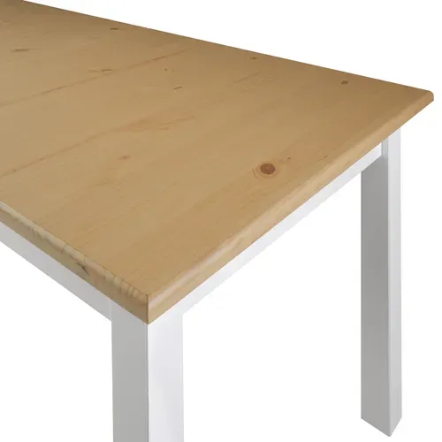 Table extensible L. 160/200 cm STANFORD Blanc / miel vue détaillée