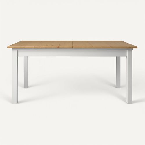 Table extensible L. 160/200 cm STANFORD Blanc / miel vue de face