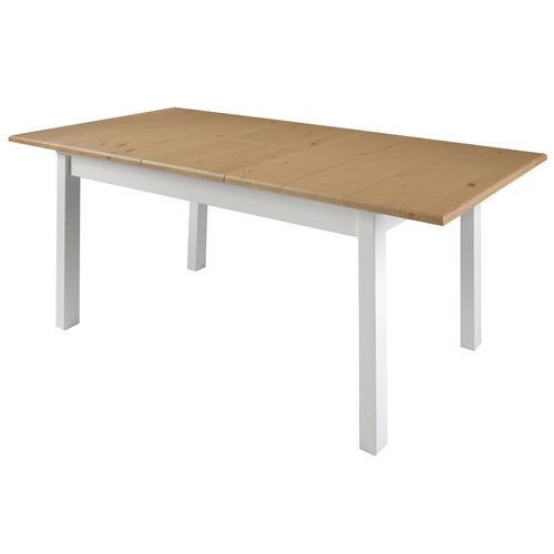 Table extensible L. 160/200 cm STANFORD Blanc / miel vue de profil