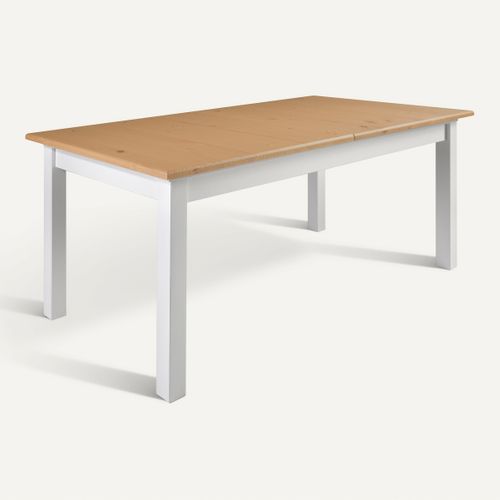 Table extensible L. 160/200 cm STANFORD Blanc / miel vue 3/4