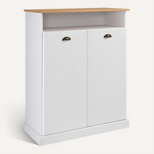 Buffet H. 120 cm STANFORD Blanc / miel vue 3/4