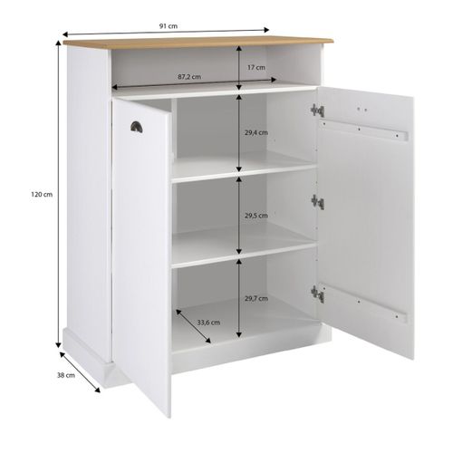 Buffet H. 120 cm STANFORD Blanc / miel