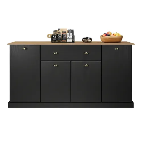 Buffet 4 portes / 1 tiroir STANFORD Noir / miel