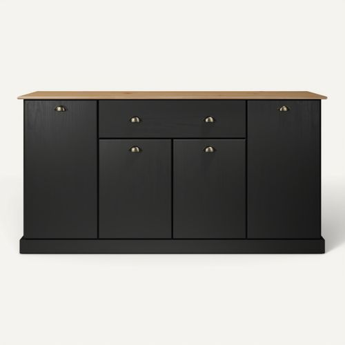 Buffet 4 portes / 1 tiroir STANFORD Noir / miel vue de face