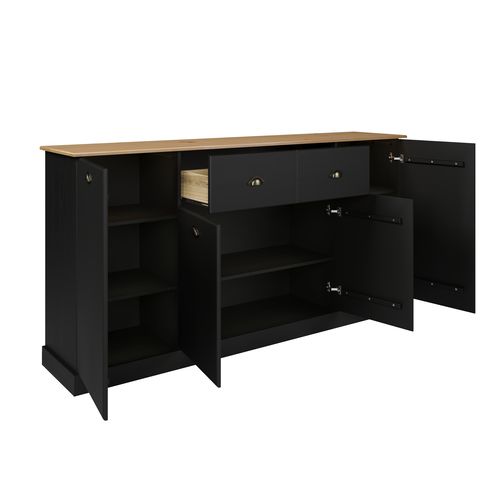 Buffet 4 portes / 1 tiroir STANFORD Noir / miel