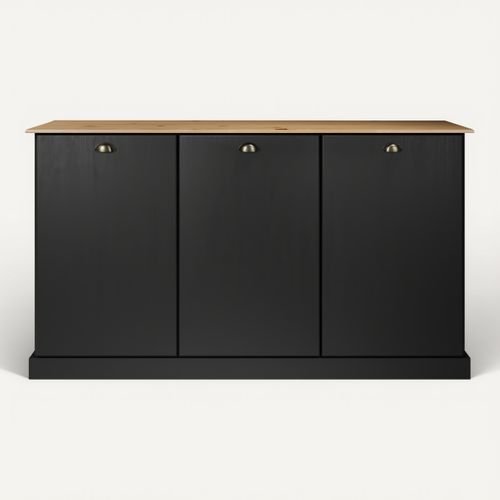 Buffet 3 portes STANFORD Noir / miel vue de face