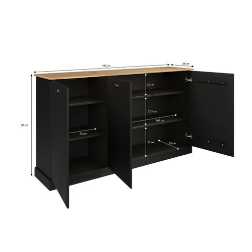 Buffet 3 portes STANFORD Noir / miel