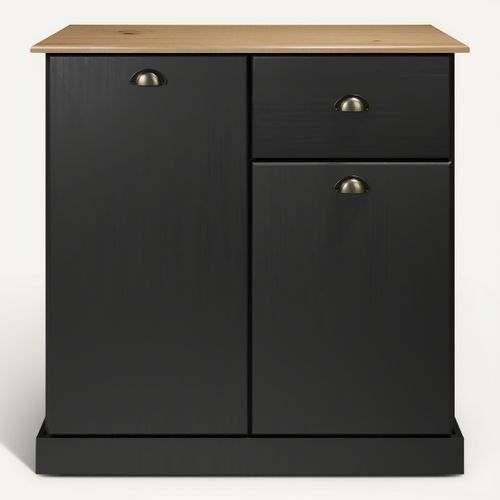 Buffet H. 90 cm STANFORD Noir / miel vue de face