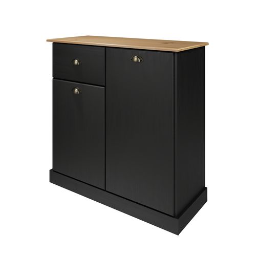 Buffet H. 90 cm STANFORD Noir / miel vue de profil