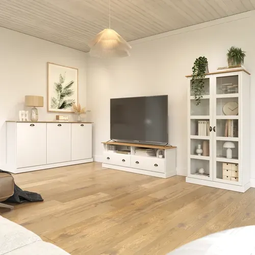 Meuble TV STANFORD Blanc / miel