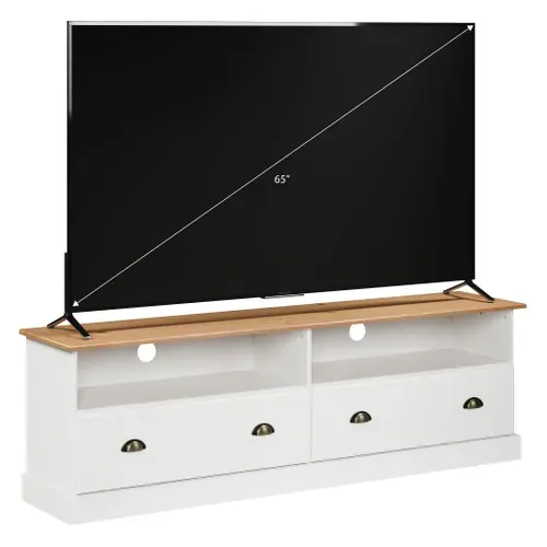 Meuble TV STANFORD Blanc / miel