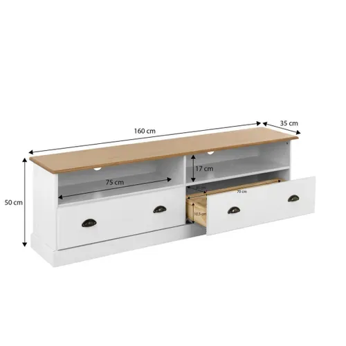 Meuble TV STANFORD Blanc / miel