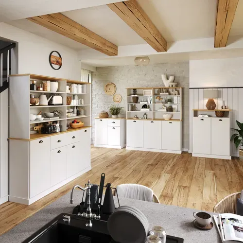 Buffet 3 portes STANFORD Blanc / miel