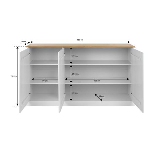 Buffet 3 portes STANFORD Blanc / miel