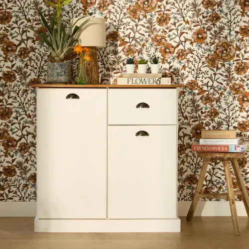 Buffet H. 90 cm STANFORD Blanc / miel vue d'ambiance 1