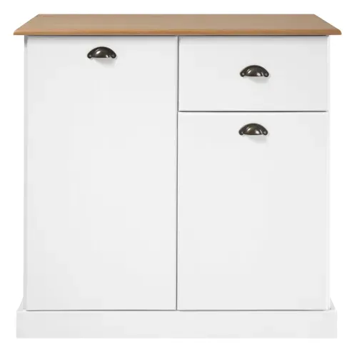 Buffet H. 90 cm STANFORD Blanc / miel vue de face