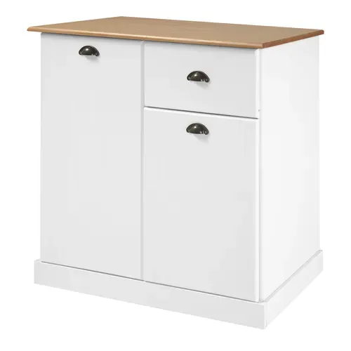 Buffet H. 90 cm STANFORD Blanc / miel vue de profil