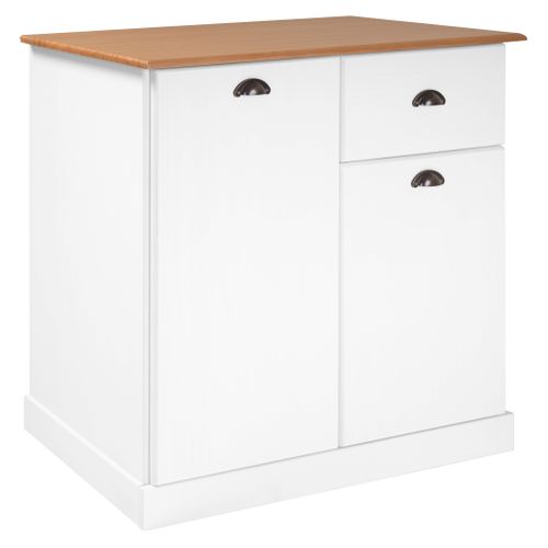 Buffet H. 90 cm STANFORD Blanc / miel vue 3/4