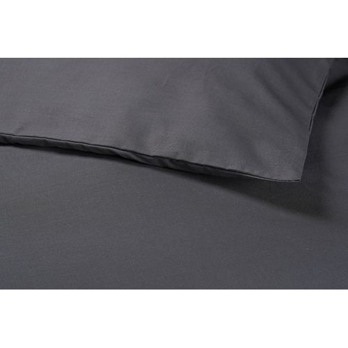 Housse De Couette - 140 X 200 Cm - Coton - Antibactérien - Gris Anthracite