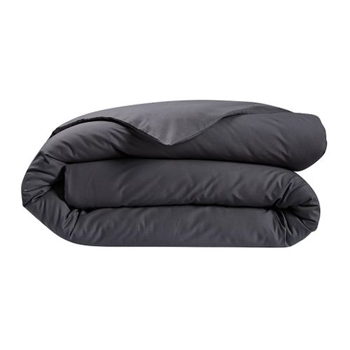 Housse De Couette - 140 X 200 Cm - Coton - Antibactérien - Gris Anthracite