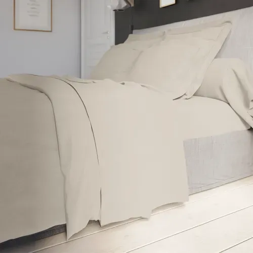 Drap Housse Influence Percale Coquille 140 X 190 Cm Beige