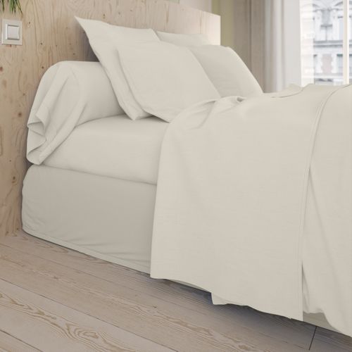 Drap Plat Studio Coton Lin 270 X 310 Cm Blanc
