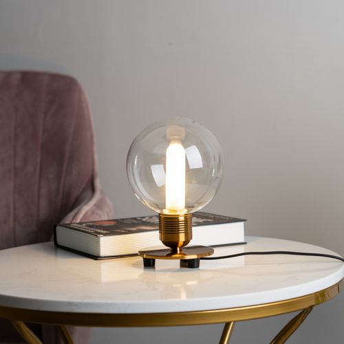 Lampe De Chevet Vintage Dorée En Verre - Giani