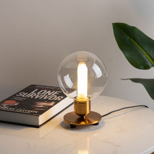 Lampe De Chevet Vintage Dorée En Verre - Giani