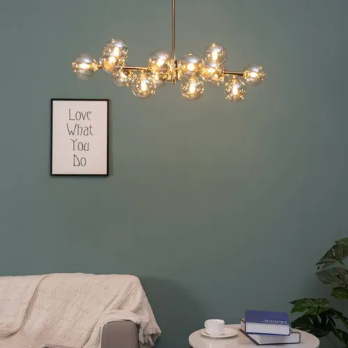 Lustre Design Doré Chaleureux à 14 Sphères - Osanna