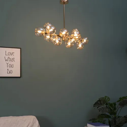 Lustre Design Doré Chaleureux à 14 Sphères - Osanna