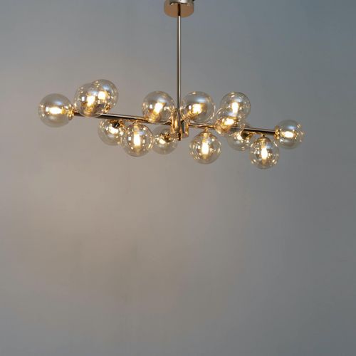 Lustre Design Doré Chaleureux à 14 Sphères - Osanna