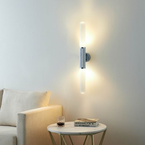 Applique Tendance Argent Double éclairage Métal Et Verre - Hita