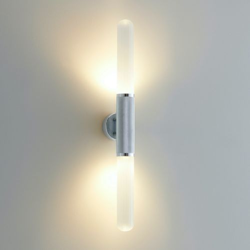 Applique Tendance Argent Double éclairage Métal Et Verre - Hita