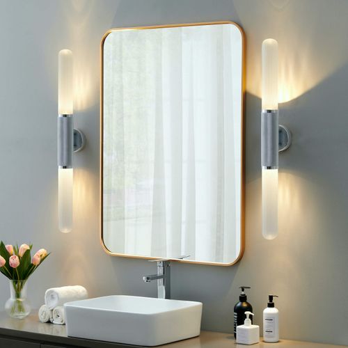 Applique Tendance Argent Double éclairage Métal Et Verre - Hita