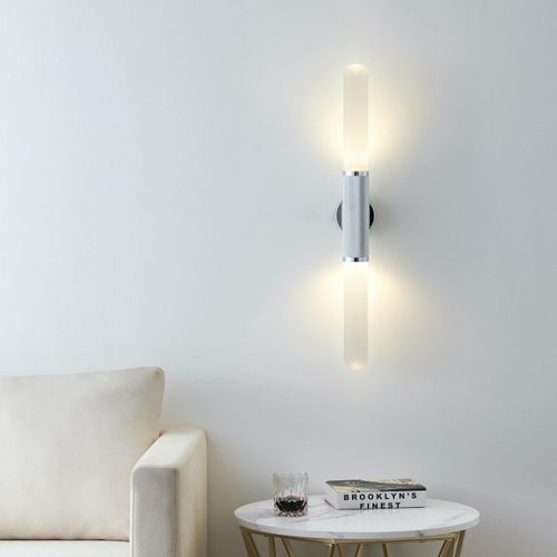 Applique Tendance Argent Double éclairage Métal Et Verre - Hita