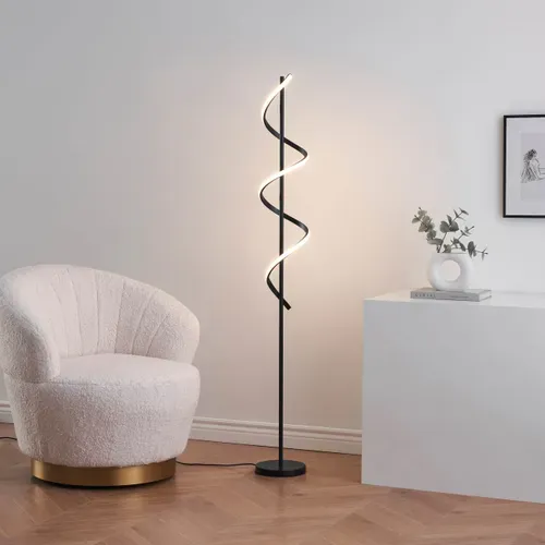 Grande Lampe LED Cascade Spirale Noire - Simaria