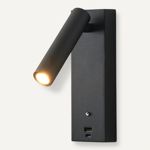 Applique LED Liseuse Noire Avec Port USB Dimmable - Tofino
