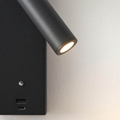 Applique LED Liseuse Noire Avec Port USB Dimmable - Tofino