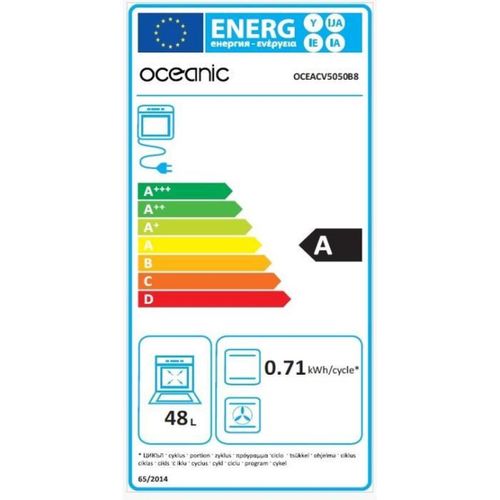 Cuisinière Vitrocéramique 50 X50 - Four Convection Naturelle - Four 48l - Noir - Cv5050b8