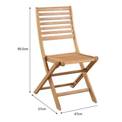 Lot De 4 Chaises De Jardin Pliantes En Acacia Fsc 47 X 57,5 X H.89,5 Cm