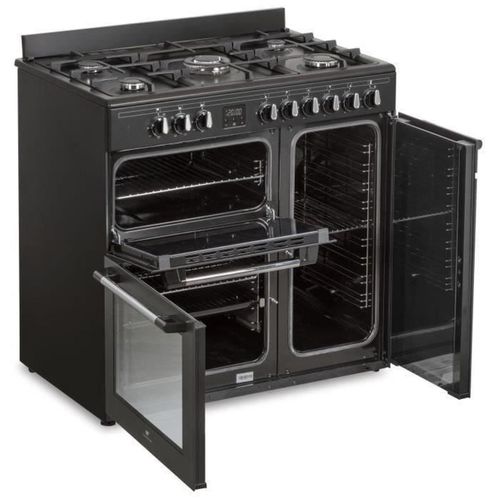 Cuisiniere Piano Gaz 3 Fours Électriques Cecp903fb - 5 Feux - Noir - Largeur 90 Cm