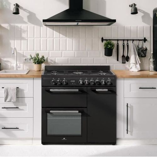 Cuisiniere Piano Gaz 3 Fours Électriques Cecp903fb - 5 Feux - Noir - Largeur 90 Cm