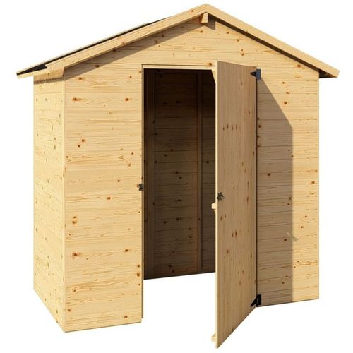 Abri De Jardin En Pin Brut 1,86 M² - Panneaux 12 Mm, Toit Bitumé, Porte 82×160 Cm