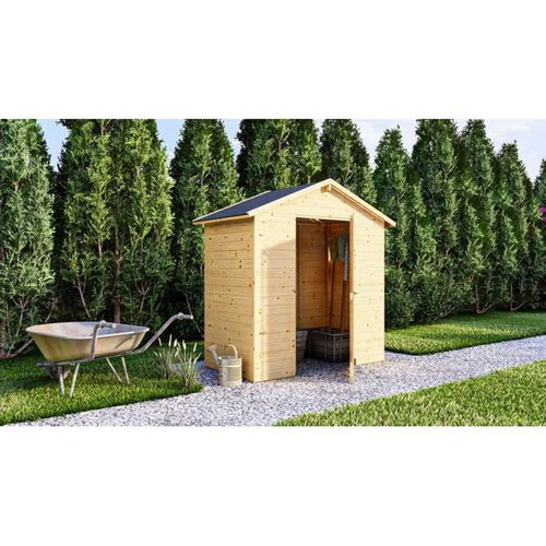 Abri De Jardin En Pin Brut 1,86 M² - Panneaux 12 Mm, Toit Bitumé, Porte 82×160 Cm