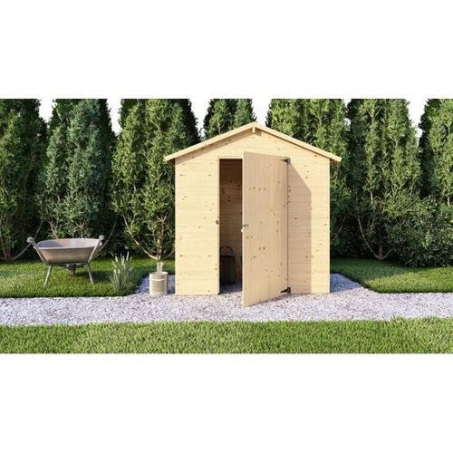 Abri De Jardin En Pin Brut 1,86 M² - Panneaux 12 Mm, Toit Bitumé, Porte 82×160 Cm