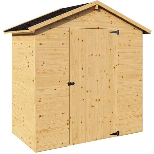 Abri De Jardin En Pin Brut 1,86 M² - Panneaux 12 Mm, Toit Bitumé, Porte 82×160 Cm