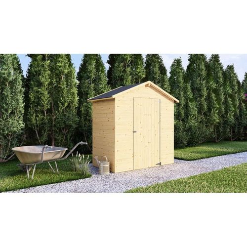 Abri De Jardin En Pin Brut 1,86 M² - Panneaux 12 Mm, Toit Bitumé, Porte 82×160 Cm
