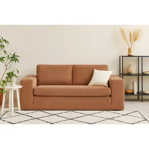 Canapé Convertible Compressé 3 Places En Tissu Brun Noisette, 200 Cm