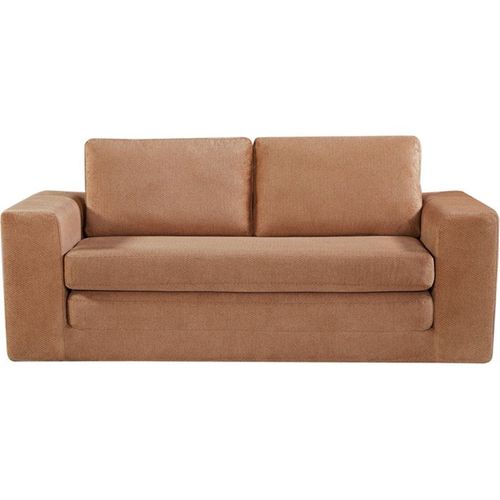 Canapé Convertible Compressé 3 Places En Tissu Brun Noisette, 200 Cm